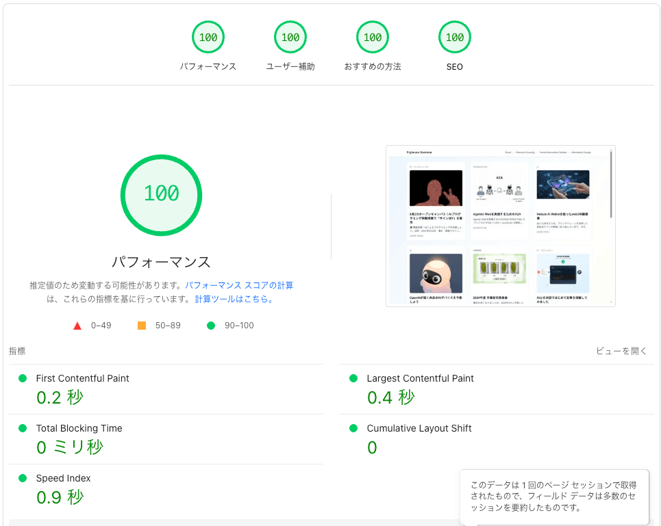 Vercel環境でのLighthouseスコア100点満点
